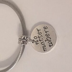 Silver No Matter‎ Where Dangle Charm for Pandora Style Bracelet